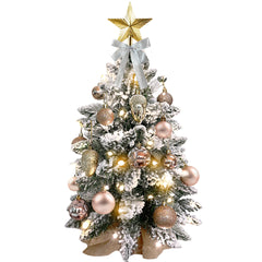 2ft Mini Christmas Tree With Light Artificial Small Tabletop Christmas Decoration With Flocked Snow, Exquisite Decor & Xmas Ornaments For Table Top For Home & Office - Mubimart - PVC 