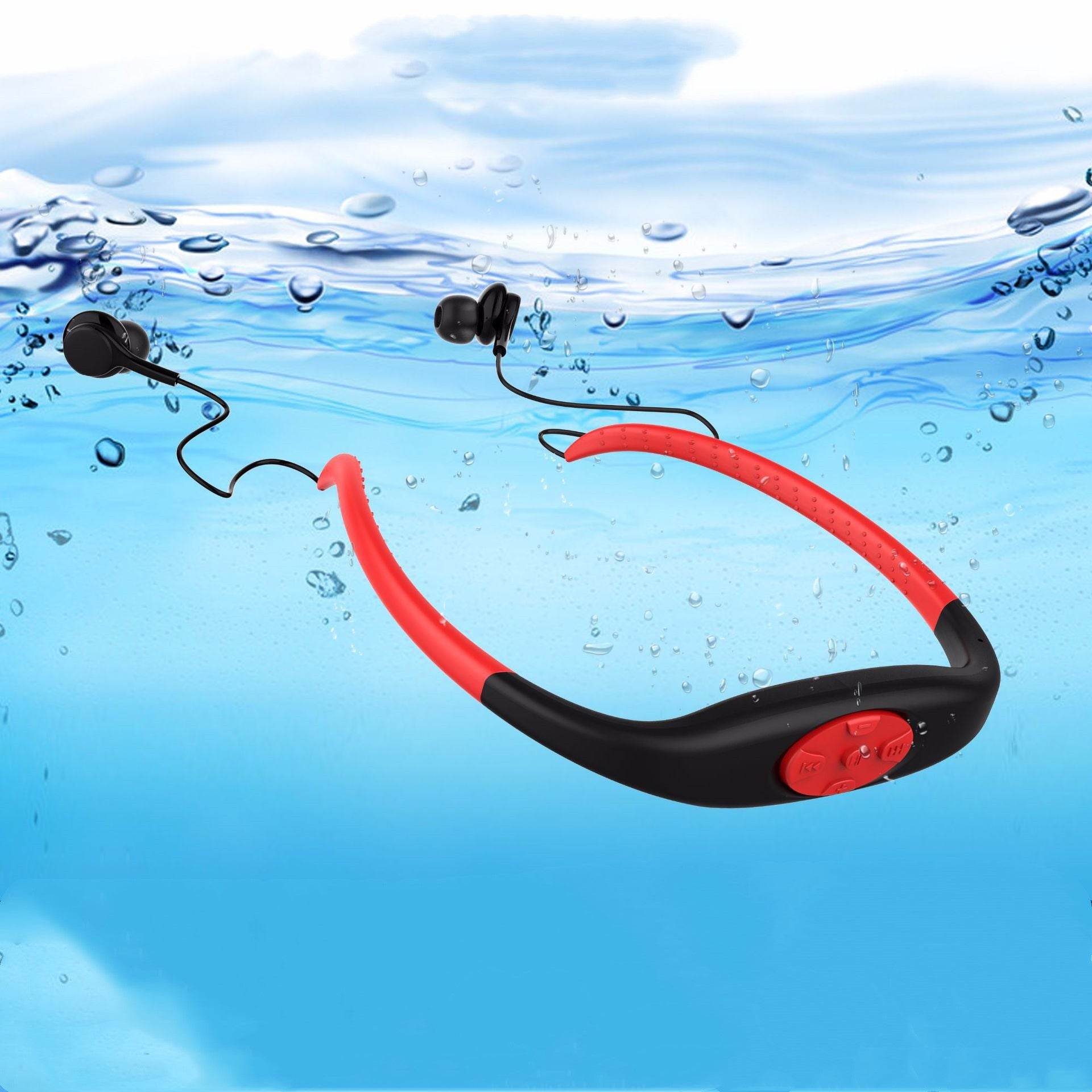 2in1 Bluetooth Wireless Earphone &MP3 Music Player 8G Headphone IPX8 Waterproof Swim Sport Neckband Stereo Headset with Mic - Mubimart