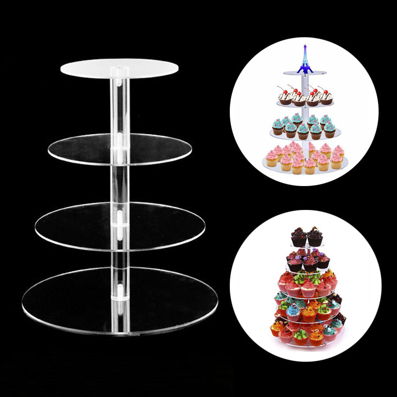 3 4 5 Tier Acrylic Wedding Cake Stand Crystal Cup Cake Display Shelf Cupcake Holder Plate Birthday Party Decoration Stands - Mubimart -  