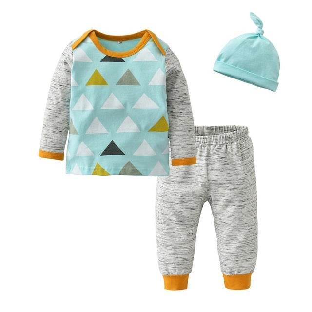 3 Pcs Newborn Baby Boy Clothes Set Cloud Boys Cotton White - Mubimart
