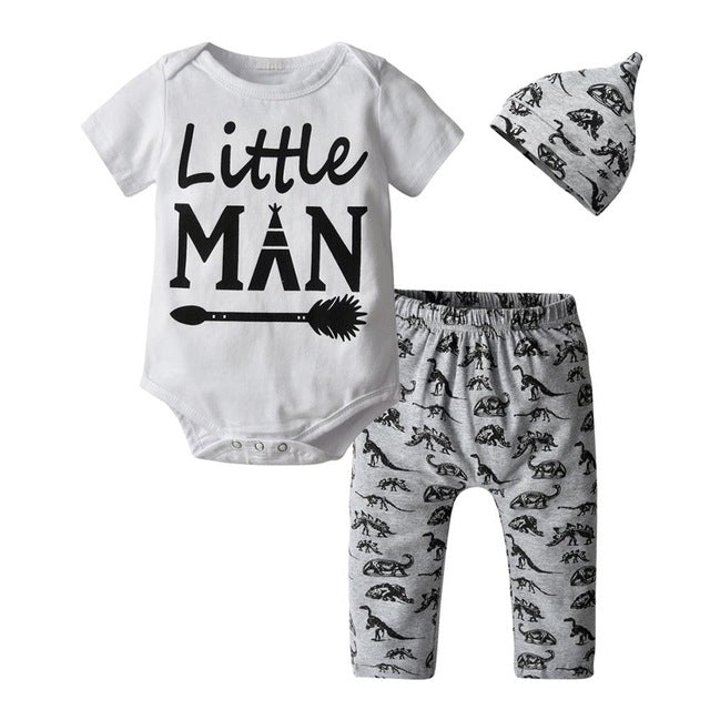 3 Pcs Newborn Baby Boy Clothes Set Cloud Boys Cotton White - Mubimart -  