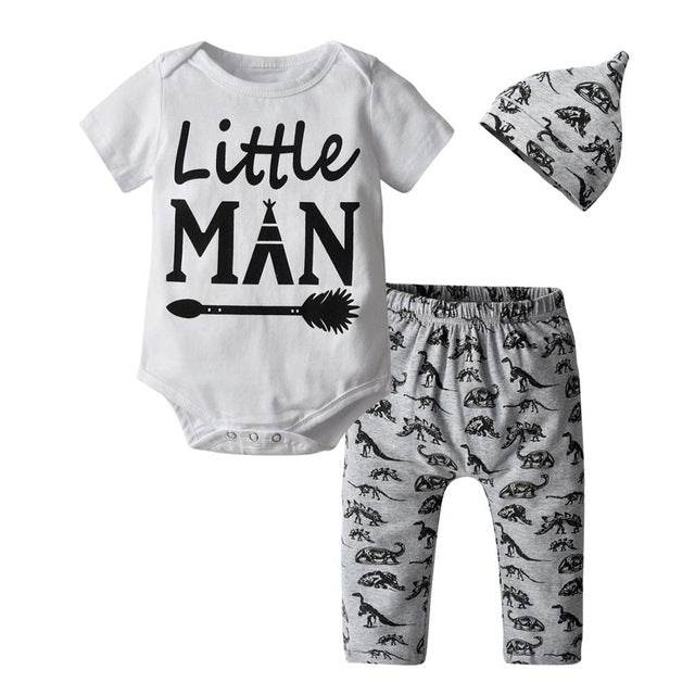 3 Pcs Newborn Baby Boy Clothes Set Cloud Boys Cotton White - Mubimart