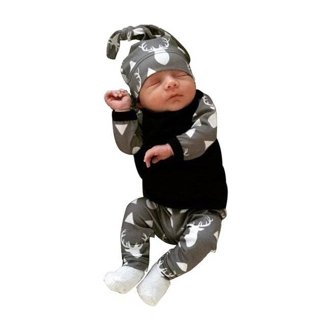 3 Pcs Newborn Baby Boy Clothes Set Cloud Boys Cotton White - Mubimart