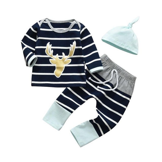 3 Pcs Newborn Baby Boy Clothes Set Cloud Boys Cotton White - Mubimart -  