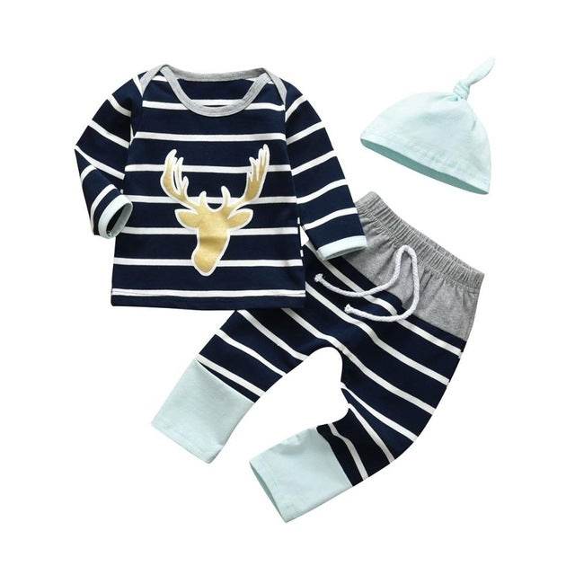3 Pcs Newborn Baby Boy Clothes Set Cloud Boys Cotton White - Mubimart