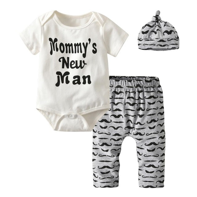 3 Pcs Newborn Baby Boy Clothes Set Cloud Boys Cotton White - Mubimart -  