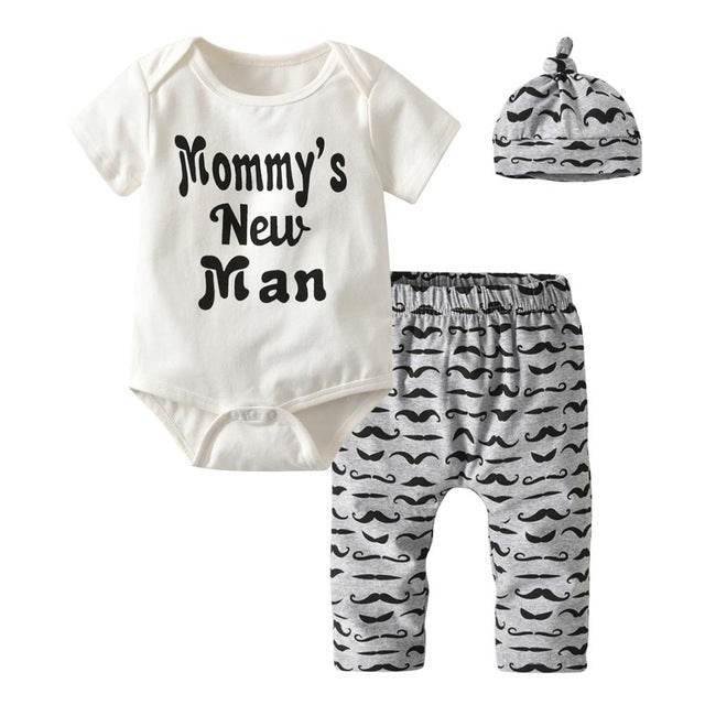 3 Pcs Newborn Baby Boy Clothes Set Cloud Boys Cotton White - Mubimart