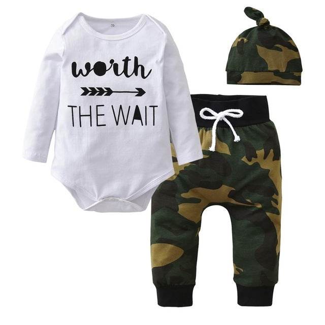 3 Pcs Newborn Baby Boy Clothes Set Cloud Boys Cotton White - Mubimart