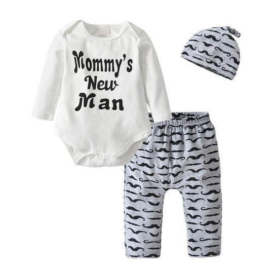 3 Pcs Newborn Baby Boy Clothes Set Cloud Boys Cotton White - Mubimart