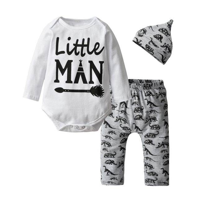 3 Pcs Newborn Baby Boy Clothes Set Cloud Boys Cotton White - Mubimart