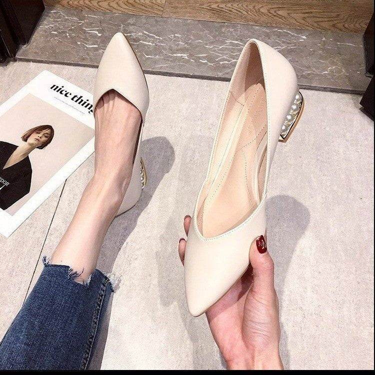 French pointed toe shoes women's flat low heels - Mubimart