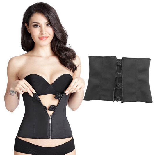 Front Double-breasted Zipper Latex Shaper Slimming Waist Corsets - Mubimart