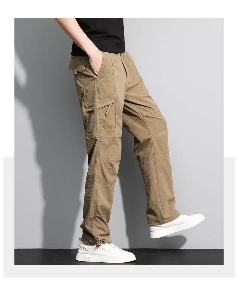 Thin Overalls Men's Casual Loose Ultrathin Khaki Straight - Mubimart