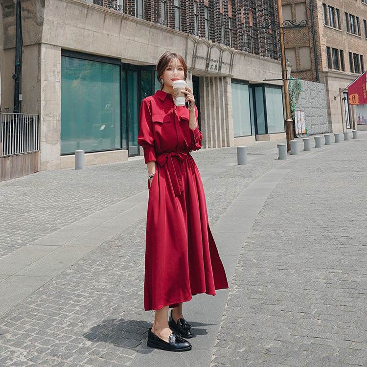 Waist shirt dress - Mubimart