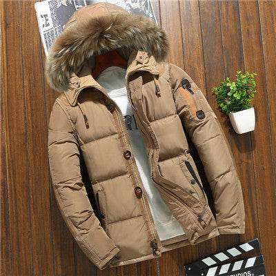 Men's down jacket short white duck down - Mubimart