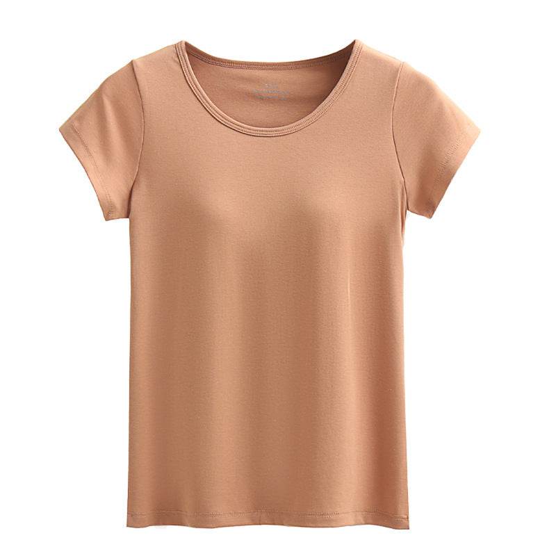 Short-sleeved T-shirt With Chest Pad Bra Home Wear - Mubimart