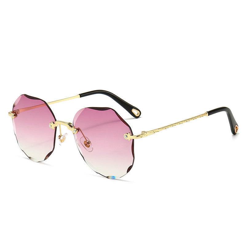 Polygonal Sunglasses Women Rimless Trimmed Sunglasses - Mubimart