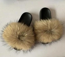 Vossenbont pantoffels slippers