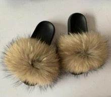 Fox fur slippers flip flops - Mubimart