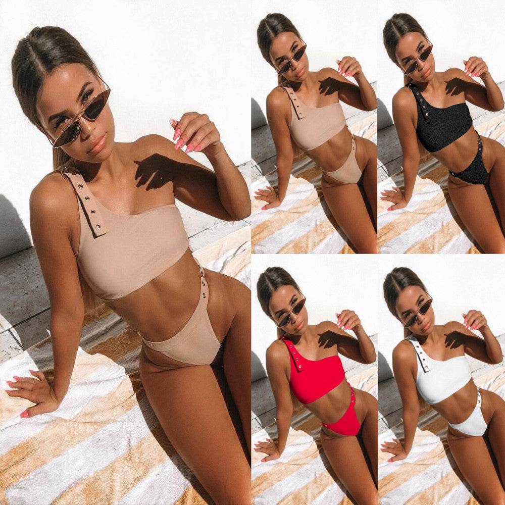 One-shoulder bikini - Mubimart