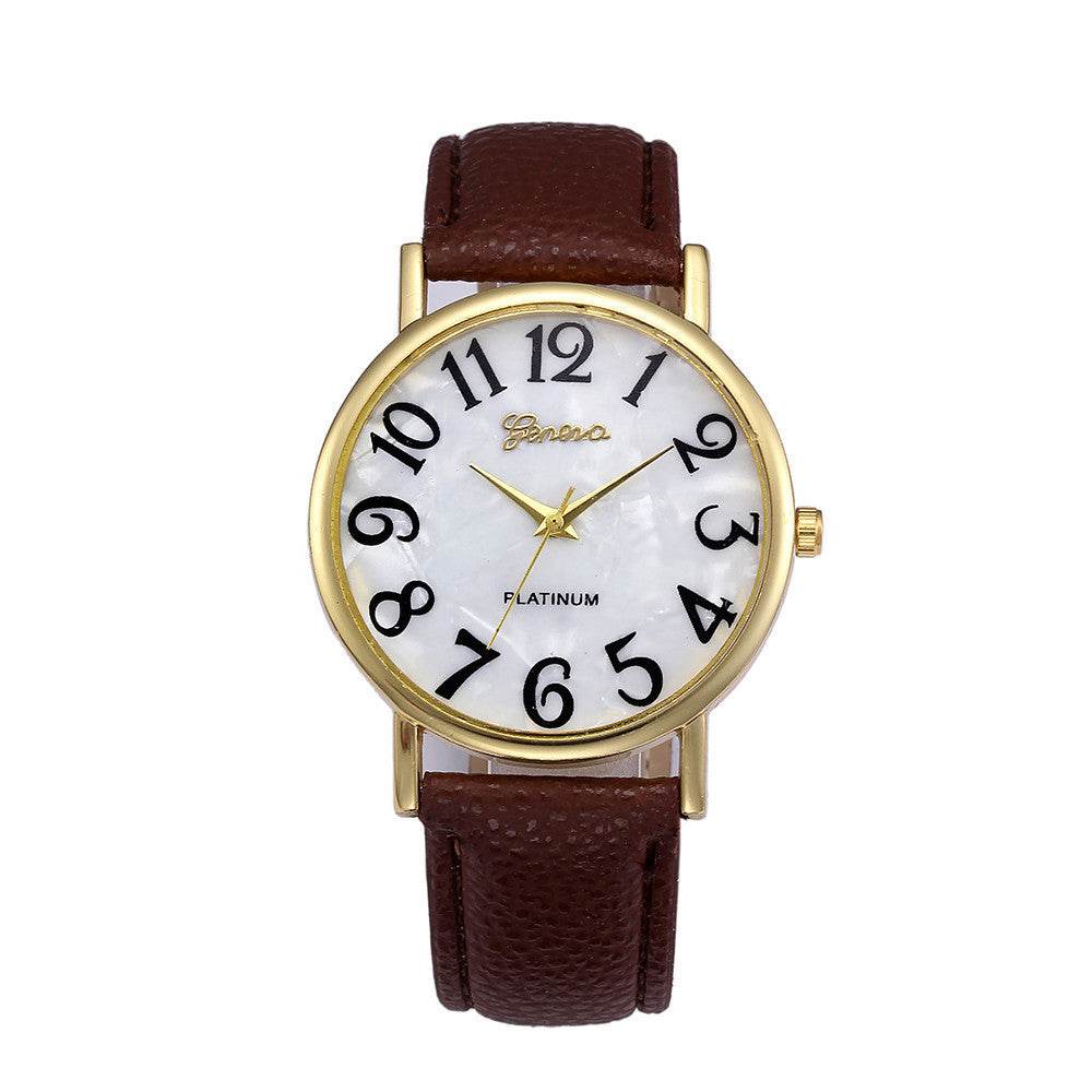 Marble Belt Watch Fashion Geneva Watch Shell Face Casual Watch For Men And Women - Mubimart