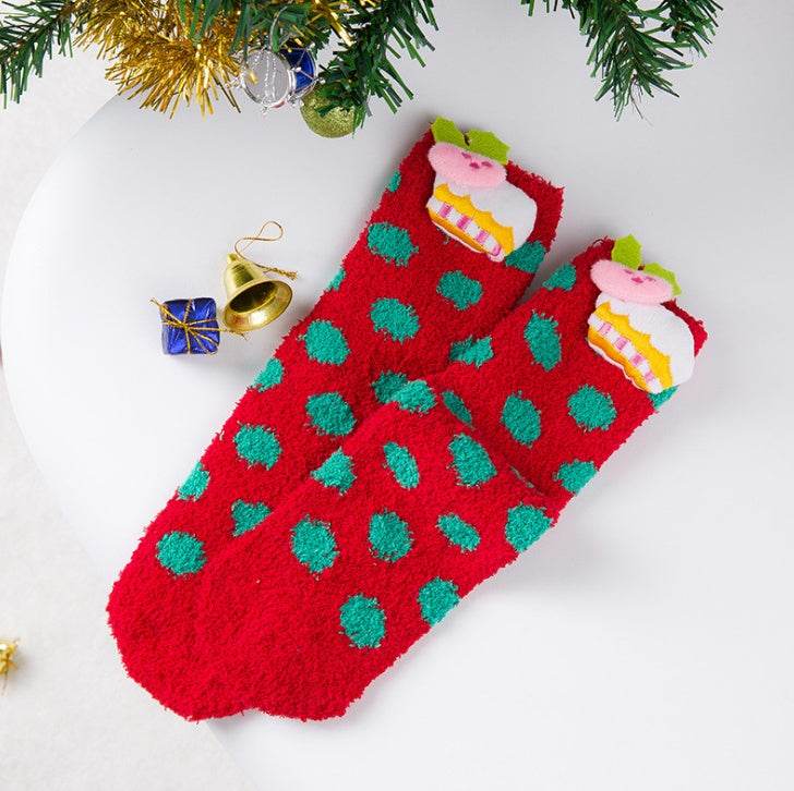 Christmas Tree Fuzzy Plush Socks - Mubimart