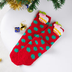 Christmas Tree Fuzzy Plush Socks - Mubimart -  