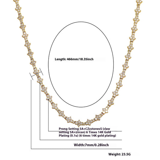 Tennis Bracelet Necklace Flower Shape Mixed Setting