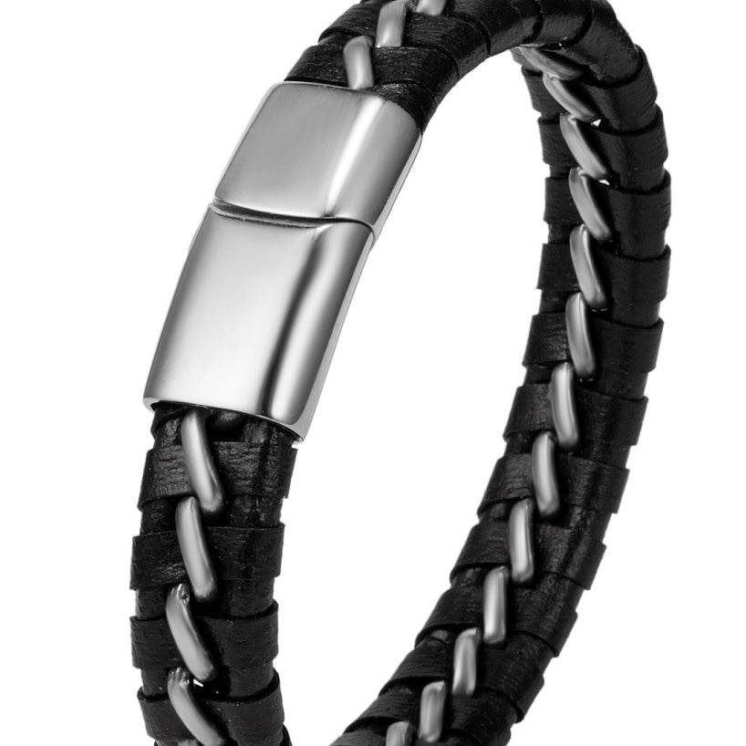 Woven leather bracelets for men - Mubimart