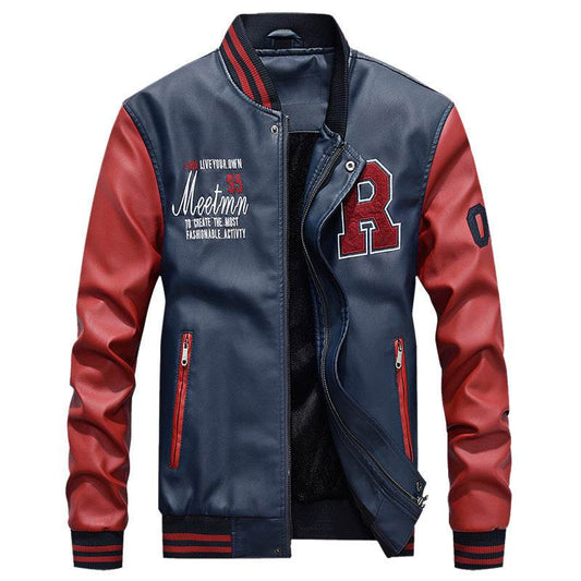 Leather jacket casual jacket - Mubimart