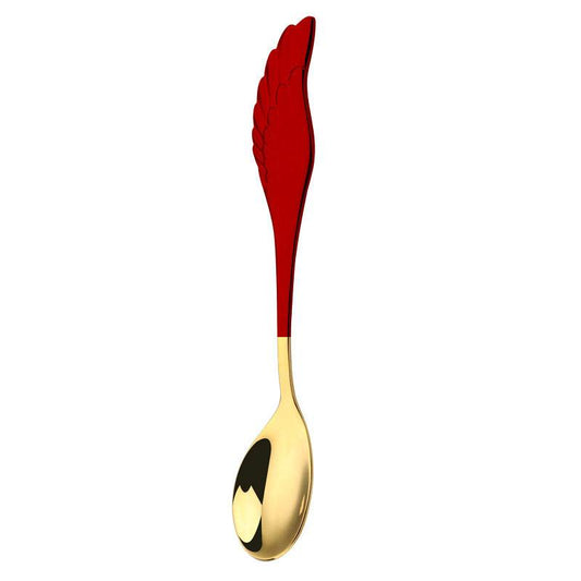 304 Stainless Steel Coffee Spoon Creative Net Red Wings Spoon Ice Cream Spoon Dessert Spoon Fork Spoon Spoon Gift Tableware - Mubimart