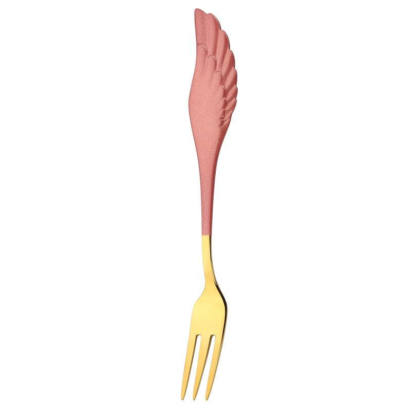 304 Stainless Steel Coffee Spoon Creative Net Red Wings Spoon Ice Cream Spoon Dessert Spoon Fork Spoon Spoon Gift Tableware - Mubimart