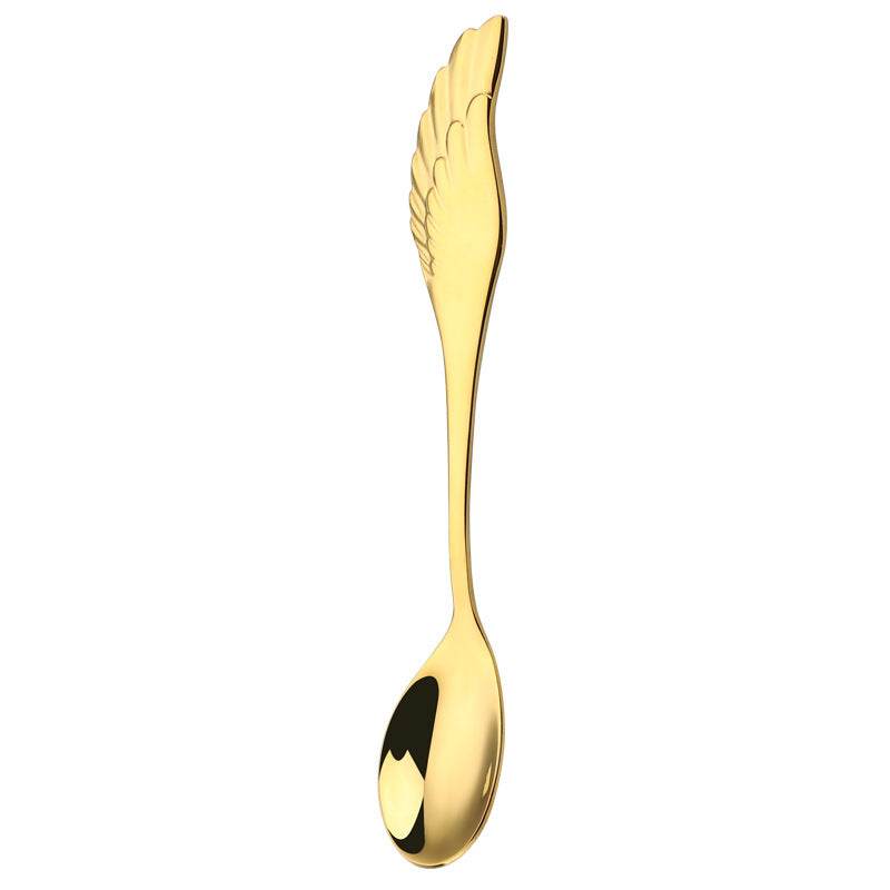 304 Stainless Steel Coffee Spoon Creative Net Red Wings Spoon Ice Cream Spoon Dessert Spoon Fork Spoon Spoon Gift Tableware - Mubimart