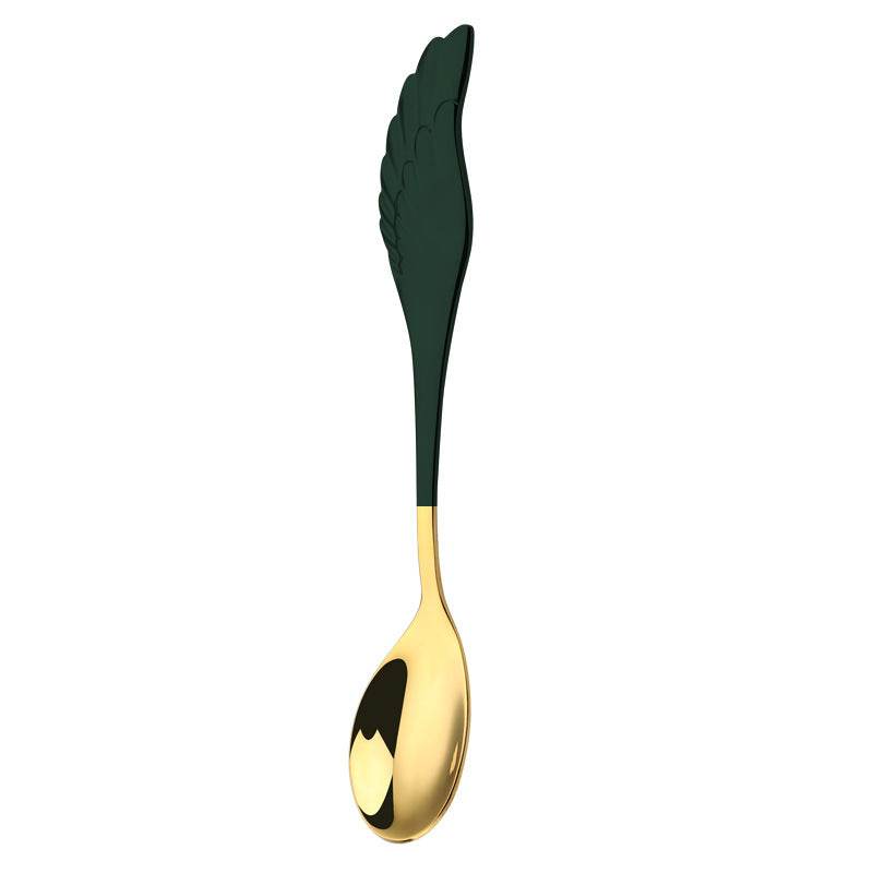 304 Stainless Steel Coffee Spoon Creative Net Red Wings Spoon Ice Cream Spoon Dessert Spoon Fork Spoon Spoon Gift Tableware - Mubimart