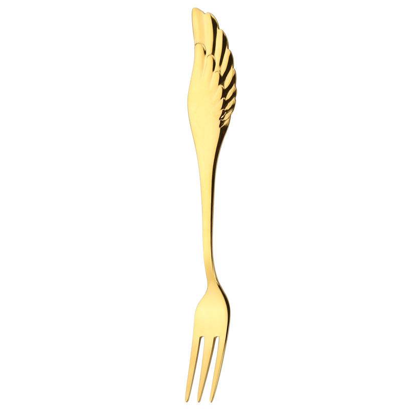 304 Stainless Steel Coffee Spoon Creative Net Red Wings Spoon Ice Cream Spoon Dessert Spoon Fork Spoon Spoon Gift Tableware - Mubimart