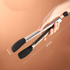 304 Stainless Steel Food Tongs Steak Barbecue Barbecue Bread Cake Food Tongs Silicone Tongs - Mubimart -  