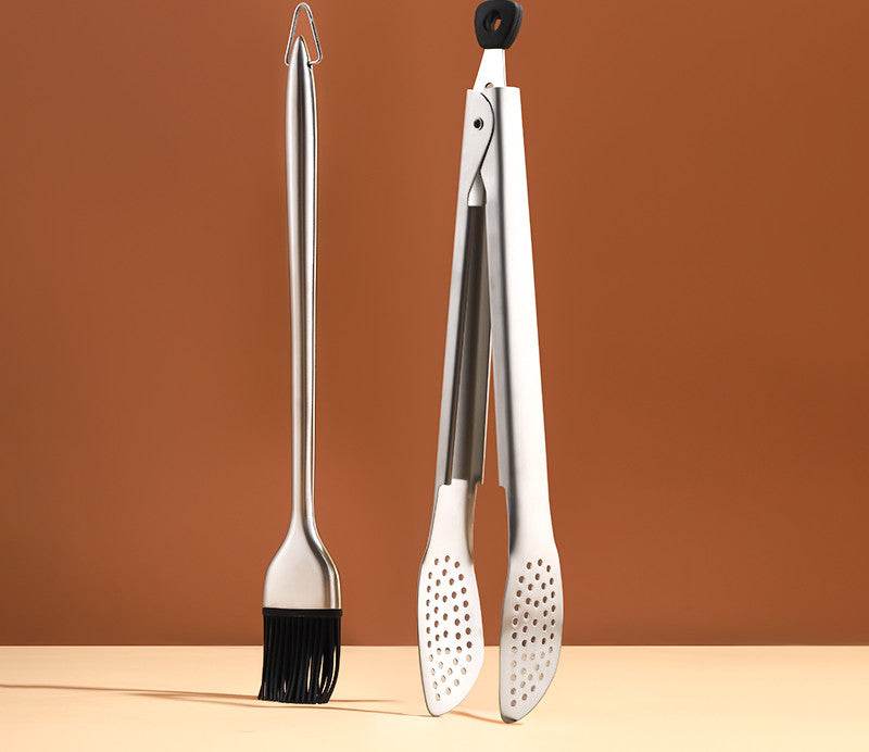 304 Stainless Steel Food Tongs Steak Barbecue Barbecue Bread Cake Food Tongs Silicone Tongs - Mubimart