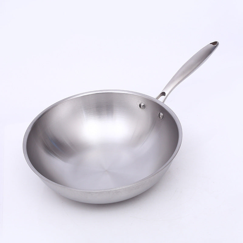 304 Stainless Steel Non Stick Pan Flat Wok - Mubimart -  