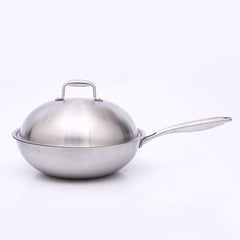 304 Stainless Steel Non Stick Pan Flat Wok - Mubimart -  