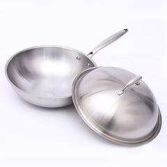 304 Stainless Steel Non Stick Pan Flat Wok - Mubimart -  