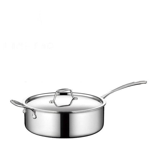 304 Stainless Steel Single Handle Thick Bottom Sauce Pot Three-layer Pot Milk Pot - Mubimart