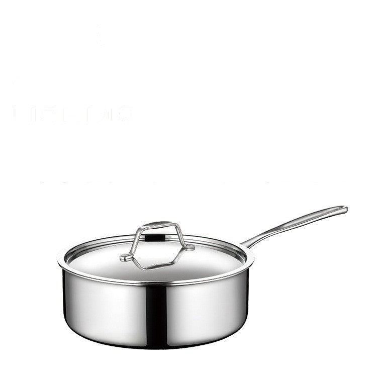 304 Stainless Steel Single Handle Thick Bottom Sauce Pot Three-layer Pot Milk Pot - Mubimart -  