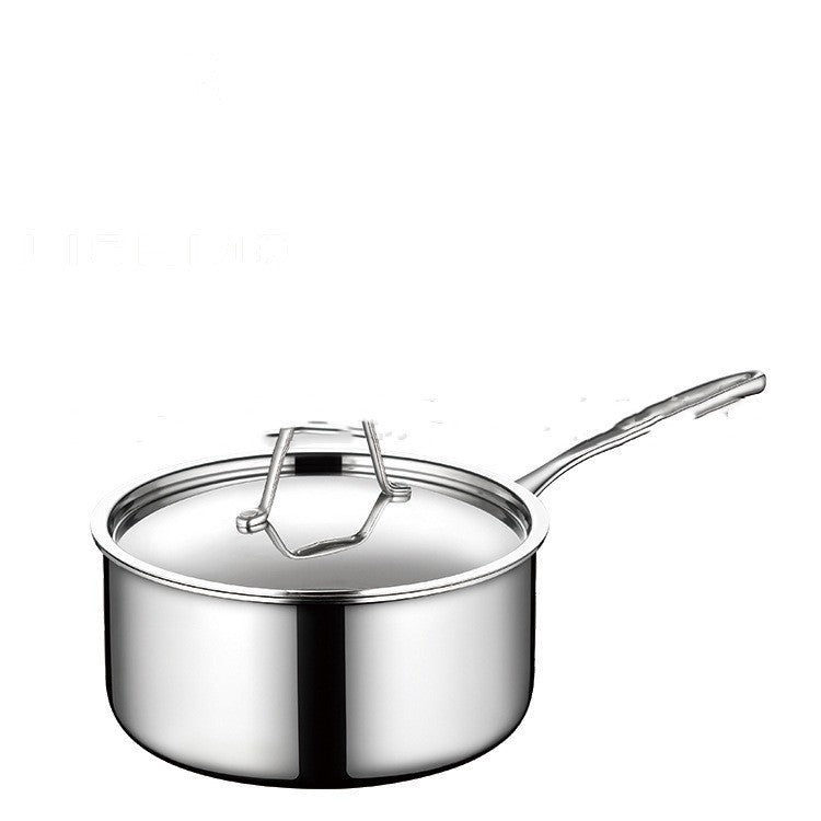 304 Stainless Steel Single Handle Thick Bottom Sauce Pot Three-layer Pot Milk Pot - Mubimart -  