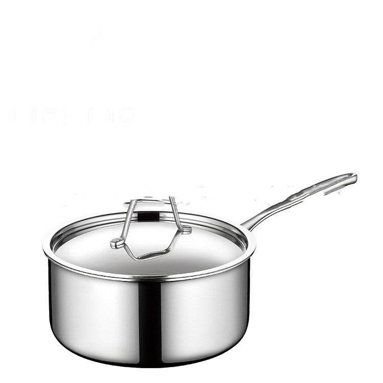 304 Stainless Steel Single Handle Thick Bottom Sauce Pot Three-layer Pot Milk Pot - Mubimart