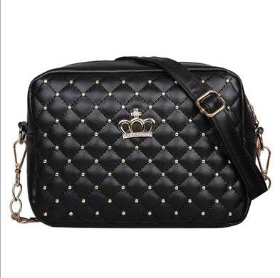 Women PU Crossbody Rivet Chain Shoulder Bag - Mubimart