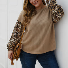 Plus size women's leopard stitch sweater