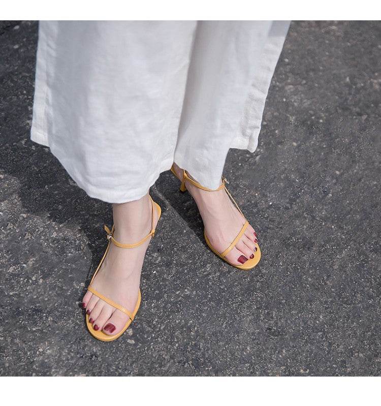 New round peep-toe sandals for women - Mubimart