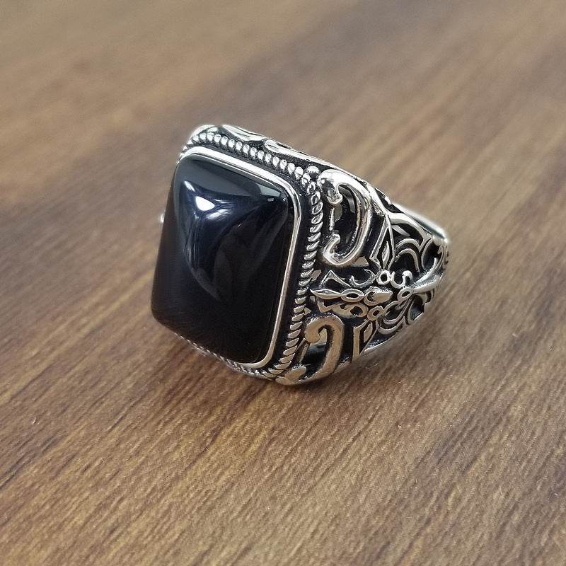 S925 sterling silver ring male ring - Mubimart
