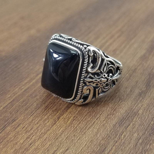 S925 sterling silver ring male ring - Mubimart