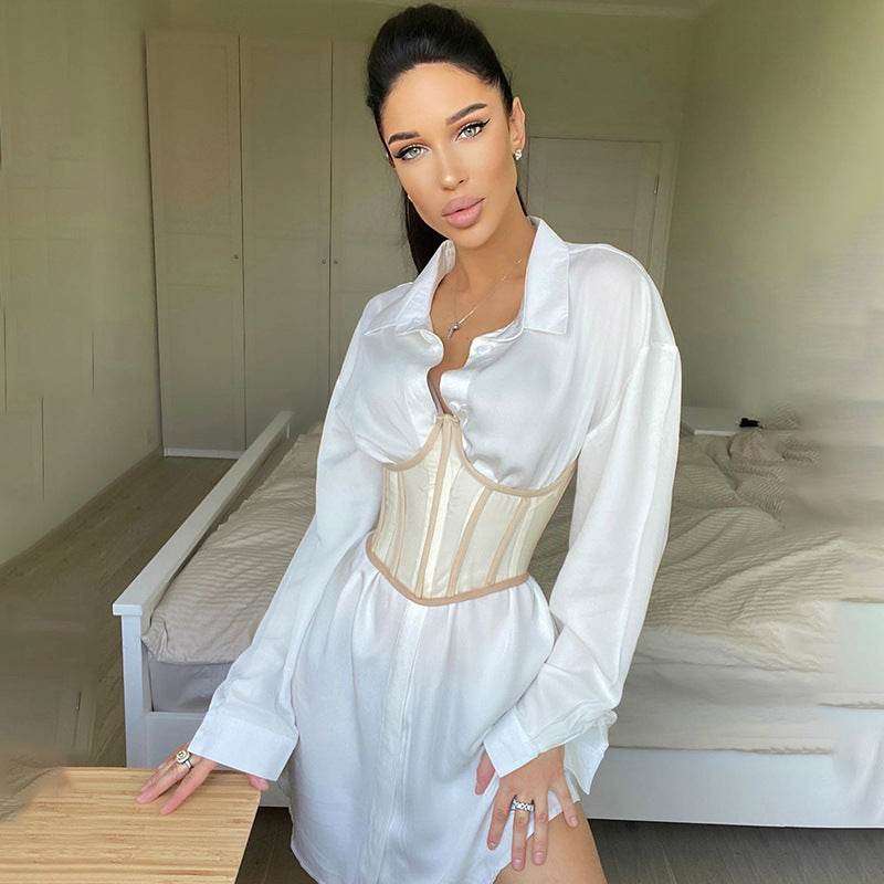 Women's waist shirt dress - Mubimart